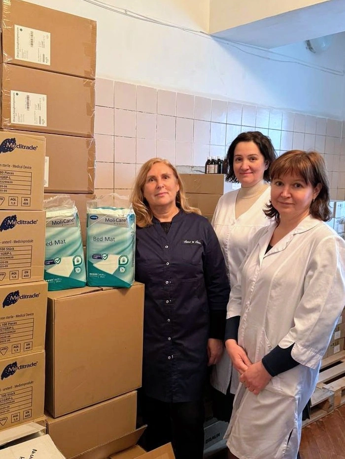 Hospital staff receiving supplies
